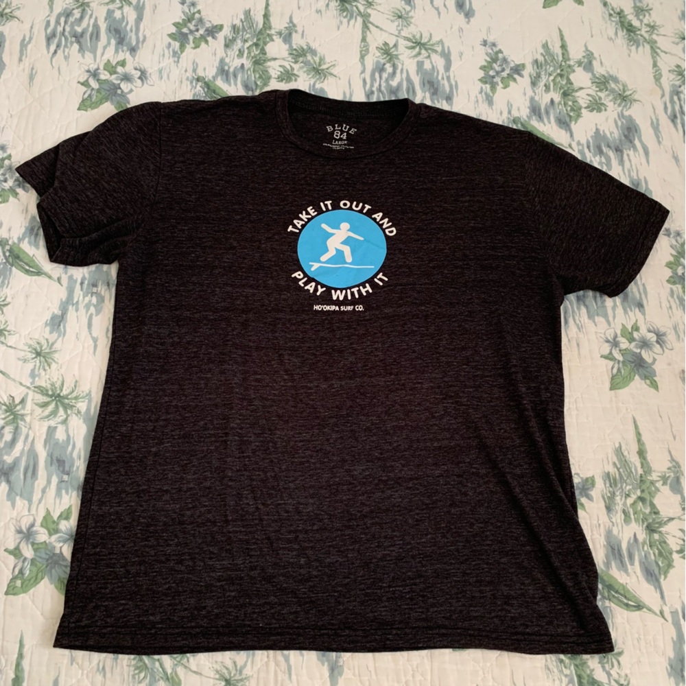 Ho’okipa Surf Co T Shirt Gray Take it Out Play With It Surfboard L Paia Maui